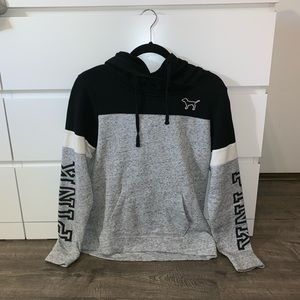 Pink Victoria Secret gray and black sweatshirt